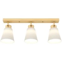 HOMCOM Lámpara de Techo con 3 Puntos de Luz Regulables a 90° y Casquillos E27, Color Madera(m-6)