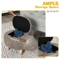 HOMCOM Animal footstool Buffalo Storage Stool Cute Decoration Wood Frame Legs w/Padding Lid Ottoman Furniture Brown(m-5)