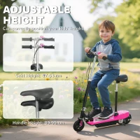 HOMCOM Steel Ride on Powered Scooter, Folding E-Scooter with Warning Bell, 15km/h Maximum Speed, for 4-14 Years Old, Pink(m-8)
