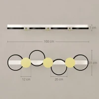 HOMCOM Candeeiro de Teto Regulável com 4 Focos Controlo Remoto Modos de Cena 1500 lm 38 W 3000 K-6500 K 100x31x7 cm Preto e Dourado(m-3)