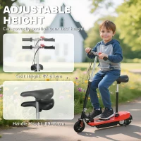 HOMCOM Steel Ride on Powered Scooter, Folding E-Scooter with Warning Bell, 15km/h Maximum Speed, for 6-14 Years Old, Red(m-8)