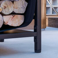 Outsunny Outdoor and Indoor Steel Log Rack with 600D Oxford Carry Bag, 49x34x44 cm, Black(m-5)