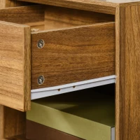 HOMCOM Modern Bedside Table Nightstand, Living Room End Table, Side Table with Drawer and Shelf, Walnut Brown(m-9)