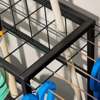 Outsunny Organizador de Ferramentas de Jardim de 3 Níveis para Garagem com Ganchos para Pás Ancinhos Vassouras 84x53x73 cm Preto(m-9)