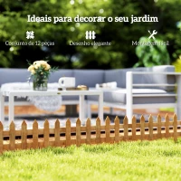 Outsunny Cercas de Madeira para Jardim com 12 Painéis 50x34 cm Cercas Decorativas para Exterior Fáceis de Instalar Madeira(m-5)