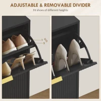 HOMCOM Narrow Shoe Cabinet with 4 Flip Drawers - Black(m-6)