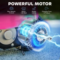 HOMCOM Steel Ride on Powered Scooter, Folding E-Scooter with Warning Bell, 15km/h Maximum Speed, for 6-14 Years Old, Pink(m-4)