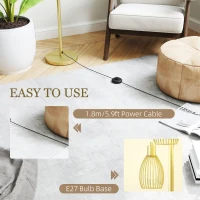 HOMCOM 3-Light Floor Lamp, 170cm Industrial Dimmable Standing Lamp with Steel Wire Cage Lampshades for Living Room, Bedroom, Dining Room, Study, Bulb Not Included, Gold Tone(m-6)