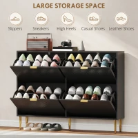 HOMCOM Narrow Shoe Cabinet with 4 Flip Drawers - Black(m-5)