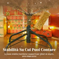 HOMCOM Albero di Natale Innevato Alto 150 cm con Rami Realistici e Base in Metallo Pieghevole(m-8)