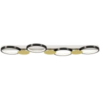 HOMCOM Candeeiro de Teto Regulável com 4 Focos Controlo Remoto Modos de Cena 1500 lm 38 W 3000 K-6500 K 100x31x7 cm Preto e Dourado(m-7)