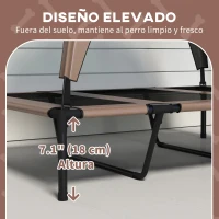 PawHut Cama para Perros Elevada con Toldo Marco de Acero y Bolsa de Transporte para Interior y Exterior 106x76x94 cm Café(m-7)