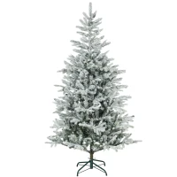 HOMCOM Albero di Natale Innevato Alto 180 cm con Rami Realistici e Base in Metallo Pieghevole(m-10)
