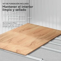 Outsunny Cobertizo de Jardín 4,9 m² 277x195x192 cm con 2 Puertas Correderas Techo de Fibra de Vidrio y 4 Ventanas Gris Claro(m-6)