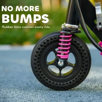 HOMCOM Steel Ride on Powered Scooter, Folding E-Scooter with Warning Bell, 15km/h Maximum Speed, for 4-14 Years Old, Pink(m-6)