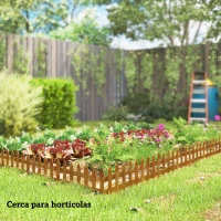Outsunny Cercas de Madeira para Jardim com 12 Painéis 50x34 cm Cercas Decorativas para Exterior Fáceis de Instalar Madeira(m-9)