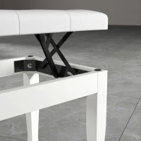 HOMCOM Piano bench, height-adjustable keyboard bench in solid wood, padded seat, 64 x 35 x 45-55 cm, white(m-5)