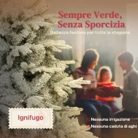 HOMCOM Albero di Natale Innevato Alto 150 cm con Rami Realistici e Base in Metallo Pieghevole(m-4)