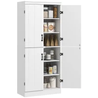 HOMCOM Credenza Cucina Alta con Armadietti e 4 porte 6 mensole di archiviazione, stile moderno, 76 x 40 x 177cm, bianco| Aosom Italy(m-2)