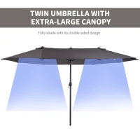 Outsunny 4.6m Garden Parasol Double-Sided Sun Umbrella Patio Market Shelter Canopy Shade Outdoor Grey(m-4)