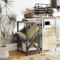 HOMCOM Tavolino da salotto contenitore a 3 livelli, con portariviste a V, struttura in acciaio, 40x30x61cm, Grigio scuro(m-5)