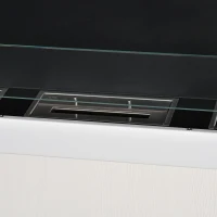 HOMCOM ethanolhaard bio-ethanolbrander 3 verbrandingskamers van 1 l 3 uur. Brandduur 2000 W geen rook wandmontage staal gehard glas wit 120 x 15 x 40 cm(m-10)