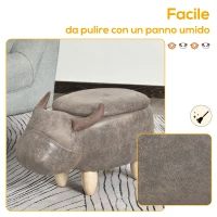 HOMCOM Pouf Contenitore a Forma di Bufalo, Pouf Moderno da Salotto, Sgabello Poggiapiedi, Struttura in Legno, Seduta Imbottita, 62x35x36cm, Marrone(m-7)