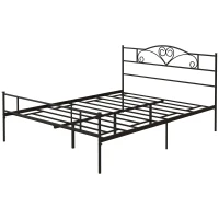 HOMCOM Marco de Cama Doble de Metal para Colchón 150x200 cm con Cabecera y Patas de 31 cm Estructura de Cama Matrimonio con Espacio Bajo de Almacenamiento 158x211x106 cm Negro(m-11)