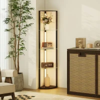 HOMCOM Lampada da Terra con 5 Ripiani e Luce LED, 3 Livelli di Luminosità e Interruttore a Pedale, Nero(m-9)