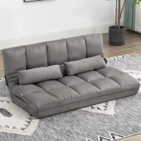 HOMCOM Bodensofa 2‑in‑1 mit 7‑fach verstellbarer Rückenlehne und Kissen, 130x73x60 cm, Anthrazit(m-4)