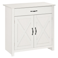 HOMCOM Credenza salone, mobile contenitore con cassetto, 2 porte stile fienile e ripiano regolabile, 80 x 39,7 x 80 cm, bianco