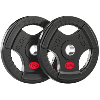 SPORTNOW Discos Pesas Olímpicos Agujero Ø50 mm 2x15 kg con Anillo Interior de Acero Triple Agarre para Mancuernas y Barras Negro(m-1)