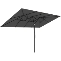 Outsunny Grote parasol, verstelbaar in hoogte en kantelbaar, 150x295x170-214 cm, Grijs(m-1)