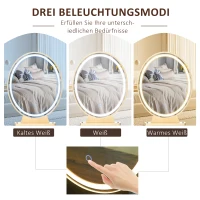 HOMCOM Schminktisch Set Frisierkommode Kosmetiktisch mit einstellbarer LED-Beleuchtung Spiegel gepolsterten Hocker 2 Schubladen und 1 Lippenstiftraster MDF Stahl Schaumstoff Weiß 80 x 40 x 136 cm(m-4)