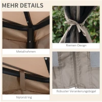 Outsunny Tuinpaviljoen 3x3, Tuin Paviljoen met Dubbel Dak, UV Bescherming voor Familie, Grauw(m-7)