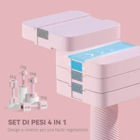 SPORTNOW Set 2 Manubri Pesi Quadrati e Antiscivolo da 5 kg con Piastre Rimovibili, in Acciaio e ABS, 32x9x9 cm, Rosa(m-4)