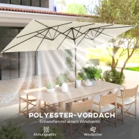 Outsunny Grote parasol, verstelbaar in hoogte en kantelbaar, 150x295x170-214 cm, Crème(m-7)