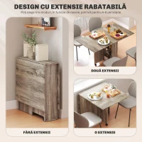 HOMCOM Masă pliabilă rabatabilă cu 2 rafturi pentru 6 persoane, din lemn gri(m-4)