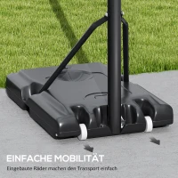 SPORTNOW Basketbalstandaard, Hoogteverstelbare Korhoogte 235-305 cm, Vulbare Basis met Wielen, Zwart(m-7)