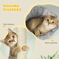 PawHut Arranhador para Gatos de Chão a Teto com Altura Ajustável de 220-240 cm Rede Plataformas em Flor Cavernas Rampa e Bola Cinza(m-8)