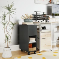 HOMCOM Mesa Auxiliar com Bancada Deslizante e Rodas Mesa Auxiliar com Armazenamento Oculto e Prateleira Ajustável 45x25x70 cm Preto(m-4)