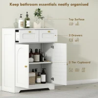 HOMCOM Bathroom Floor Cabinet with 2 Drawers - White(m-4)