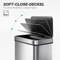 HOMCOM 60 L sensorprullenbak, automatisch deksel, roestvrij staal, veelzijdig inzetbaar, zilverkleurig(m-7)