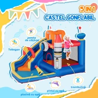 Outsunny 5 in 1 Castel gonflabil pentru copii mare pentru copii de 3-8 ani, 3.3x2.8x2 m(m-4)