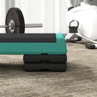 SPORTNOW Step de Aeróbic Step para Fitness Antideslizante Altura Regulable 3 Niveles 77x36x20,5cm Verde y Negro(m-8)