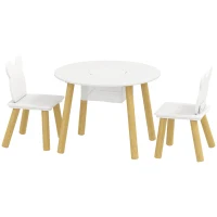 AIYAPLAY Set 1 mesa redonda, 2 sillas para niño 3 piezas, respaldo con forma de oso, actividades, manualidades, comidas, 3-6 años(m-7)