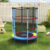 HOMCOM Tappeto Elastico per Bambini 3-6 Anni con Rete di Protezione, 6 Colonne e 3 Ingressi, Ø140x190 cm, Multicolore(m-2)