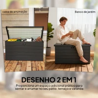 Outsunny Baú de Arrumação Exterior Capacidade 311L  de Aço com Fechadura Chave Pistões Pneumáticos 120x62x62 cm Cinza Escuro(m-4)
