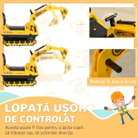 HOMCOM excavator de jucarie pentru copii, 78x24x58,5cm, galben(m-7)