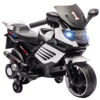 AIYAPLAY 6V Elektro-Motorrad für Kinder mit abnehmbaren Stützrädern, Scheinwerfern und Musik, Alter 18-36 Monate, Weiß